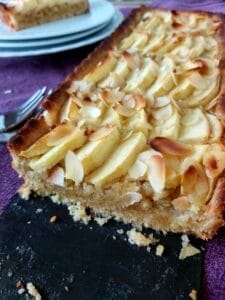 Close-up of baked apple tart.