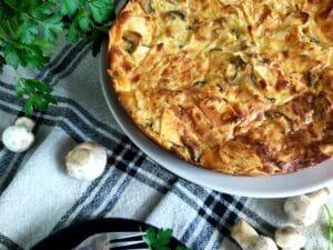 Creamy Mushroom Tortilla Bake on a plate.