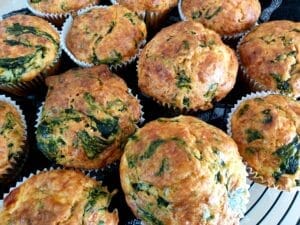 Close up image of Spinach Feta Muffins.