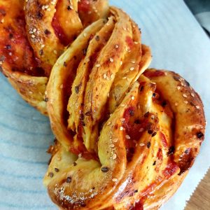 Braided bread on a white plate